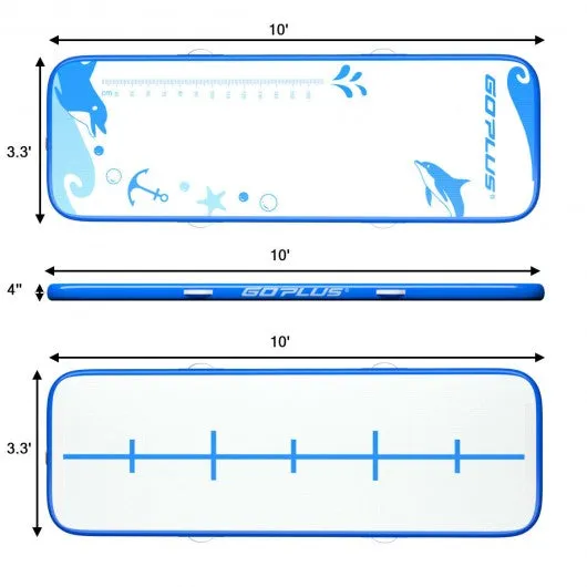 10 ft Inflatable Gymnastic Tumbling Mat with Electric Pump-Blue