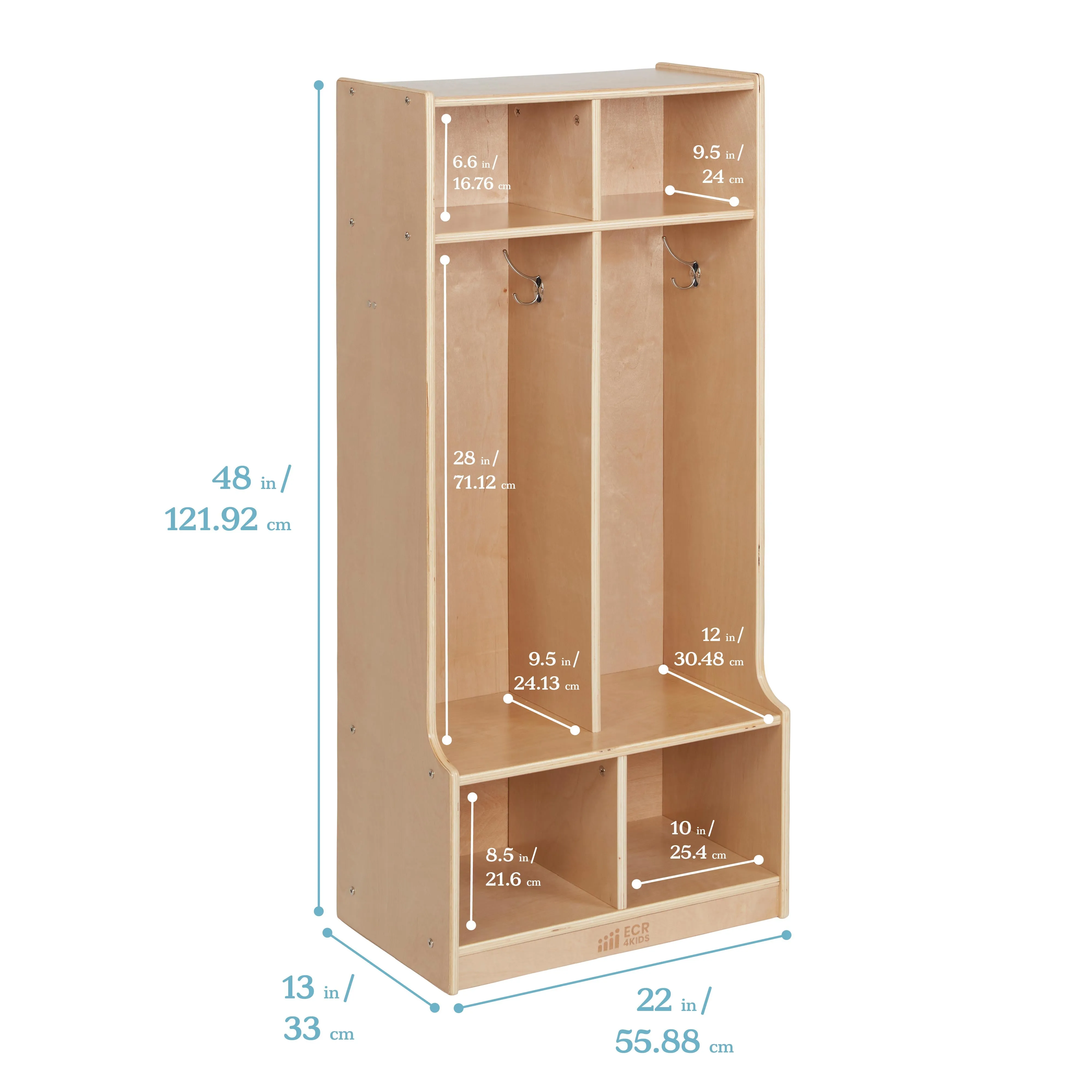 2-Section Coat Locker with Bench, Classroom Furniture