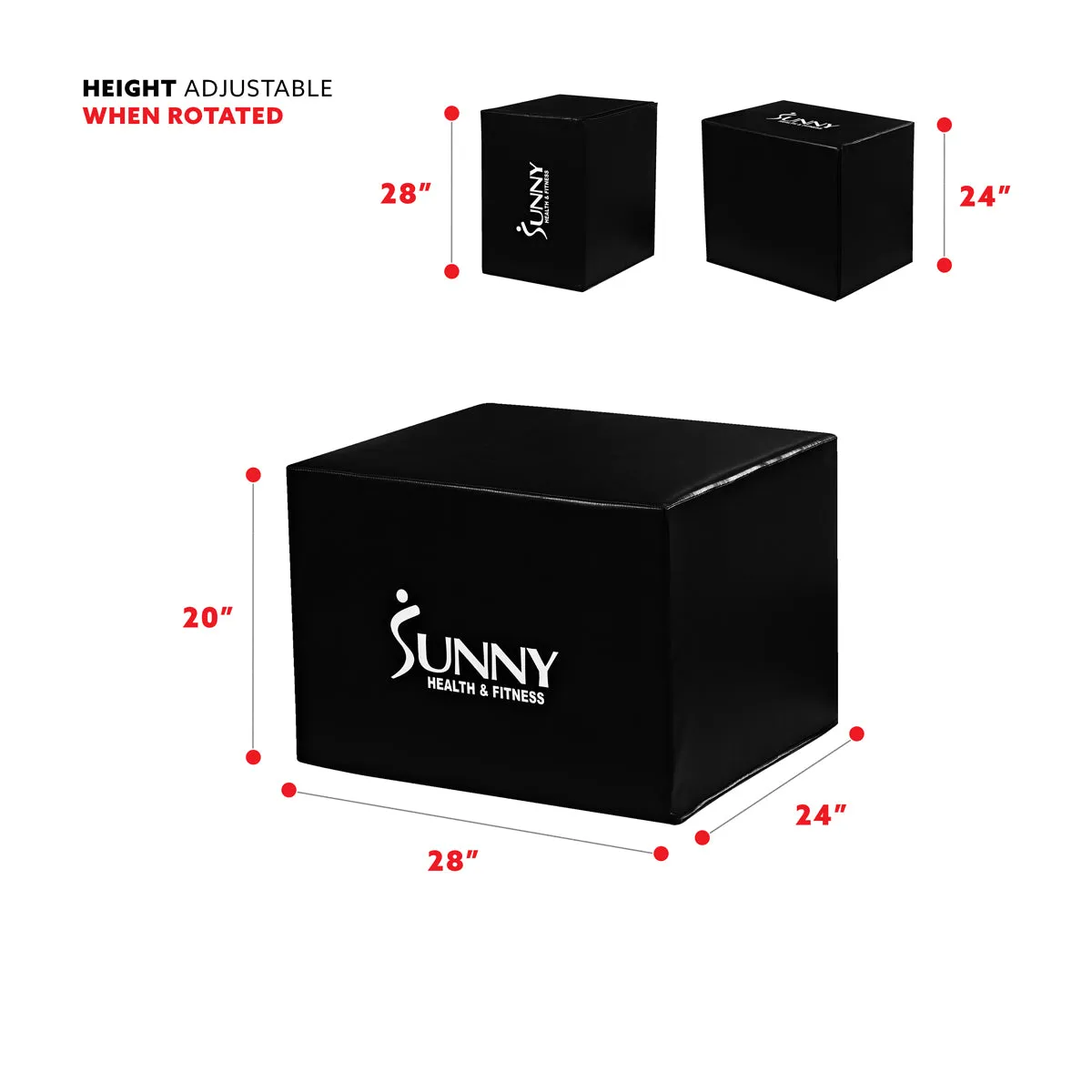 3-in-1 Ultra Dense Foam Plyo Box, 28"/24"/20"