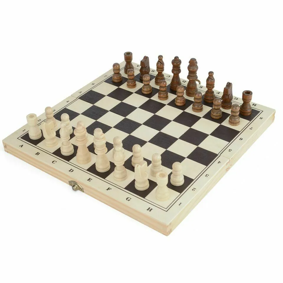 3 in 1 Wooden Compendium Board Game Set