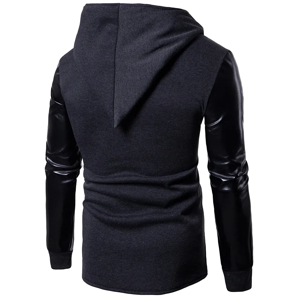 3D Vertigo Print Men's Cotton Hoodie in Dark Gray, Navy Blue, and Black