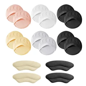 6 Pairs of Honeycomb Forefoot Pads with 2 Pairs of Sponge Heel Pads, Metatarsal Pads Toe Pads for Foot Pain, Outdoor Running