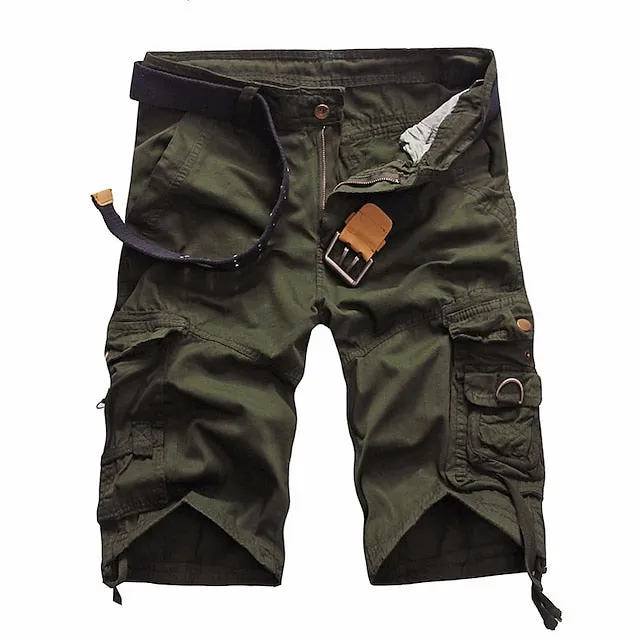 6-Pocket Men's ArmyGreen and Black Outdoor Cargo Shorts