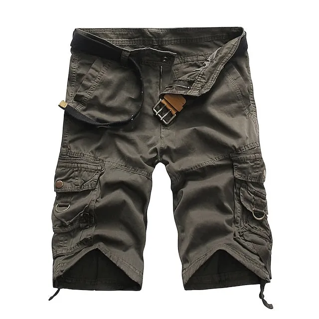 6-Pocket Men's ArmyGreen and Black Outdoor Cargo Shorts