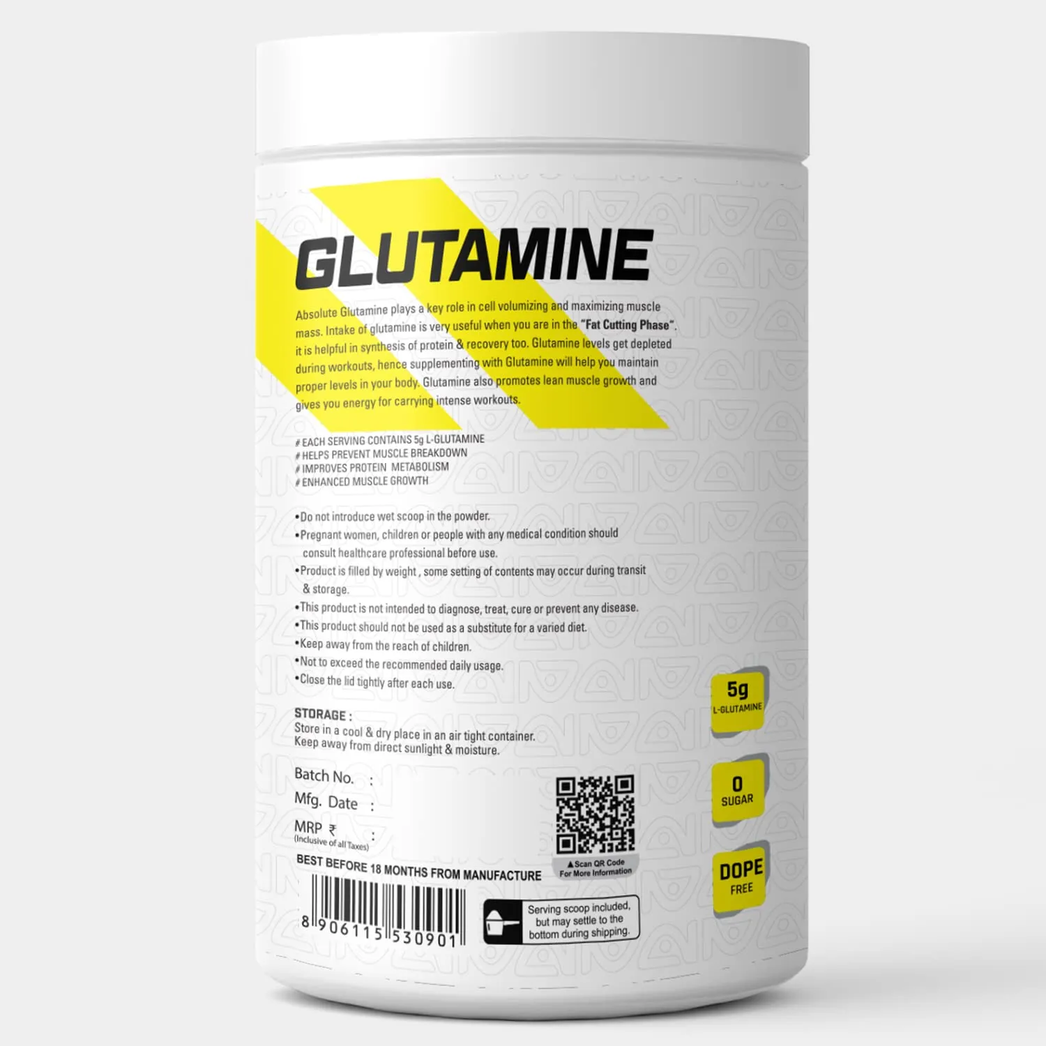 Absolute Nutrition Glutamine Powder - 250 gm Unflavoured