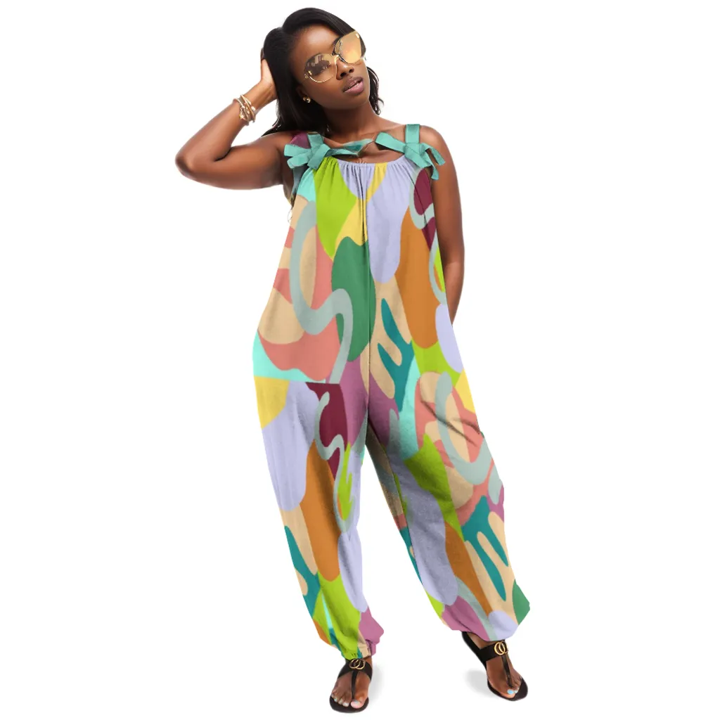 Abstract Wild Women's Jumpsuit with Suspenders