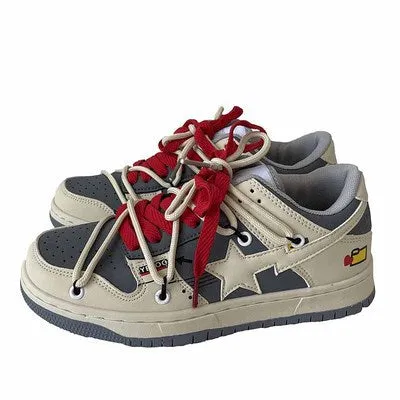 Amozae-Back To School Gifts Red & Grey Shooting Star Sneakers