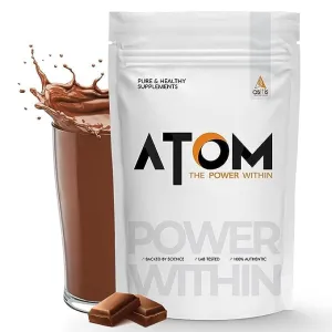 AS-IT-IS ATOM Whey Protein 1kg | 27g protein | Choco Hazel Fusion | Isolate & Concentrate | USA Labdoor Certified | With Digestive Enzymes for better absorption