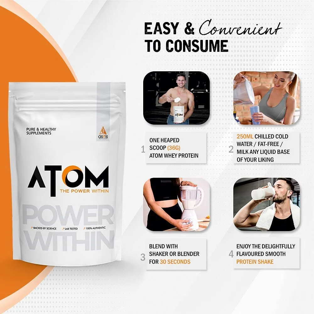 AS-IT-IS Nutrition ATOM Whey Protein 1kg | 27g protein | Isolate & Concentrate | Double Rich Chocolate | USA Labdoor Certified | With Digestive Enzymes for better absorption