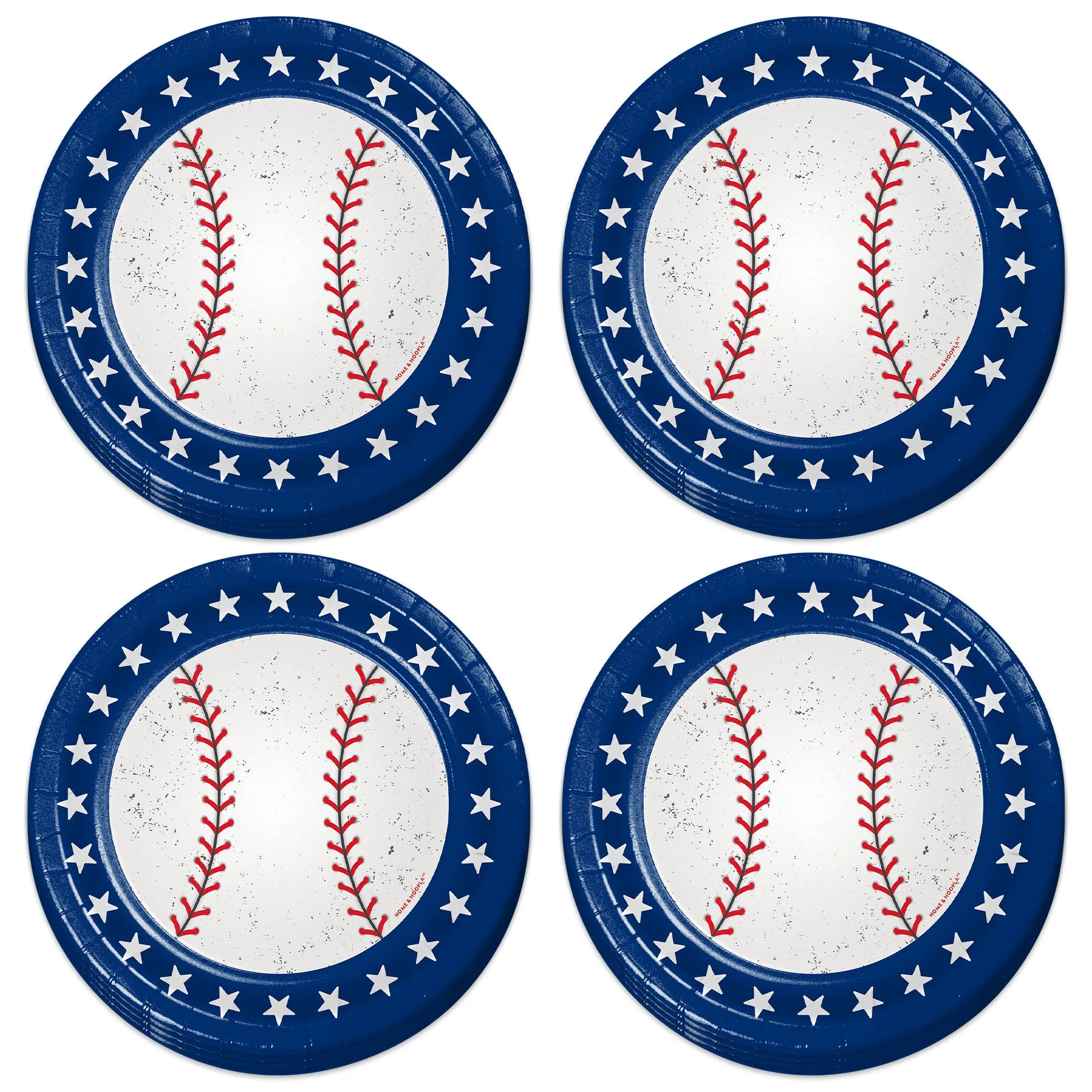 Baseball Party Supplies - All Star Red, White, and Blue Paper Dessert Plates and Beverage Napkins (Serves 16)