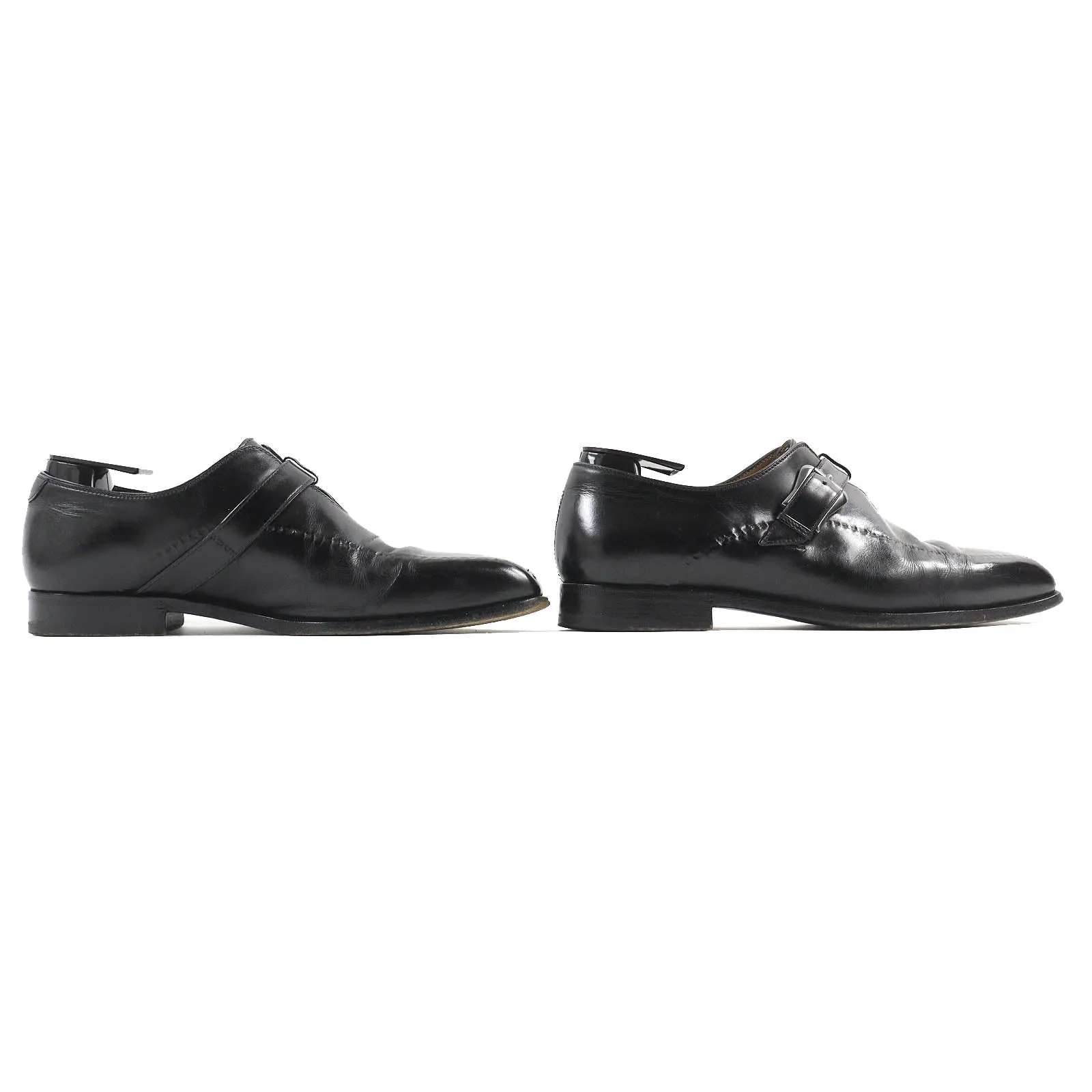 Berluti Leather Monk Shoes Black 6.5