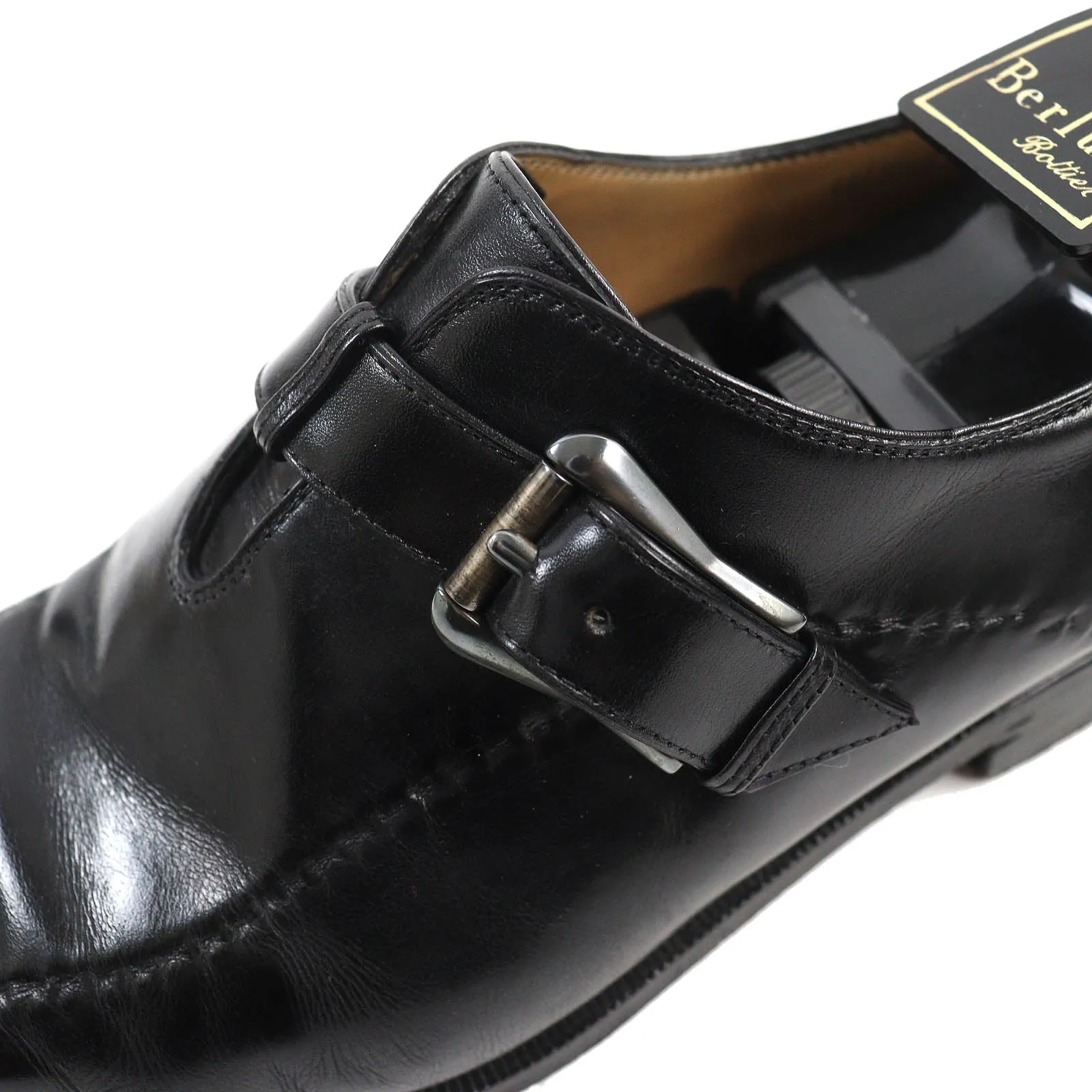 Berluti Leather Monk Shoes Black 6.5