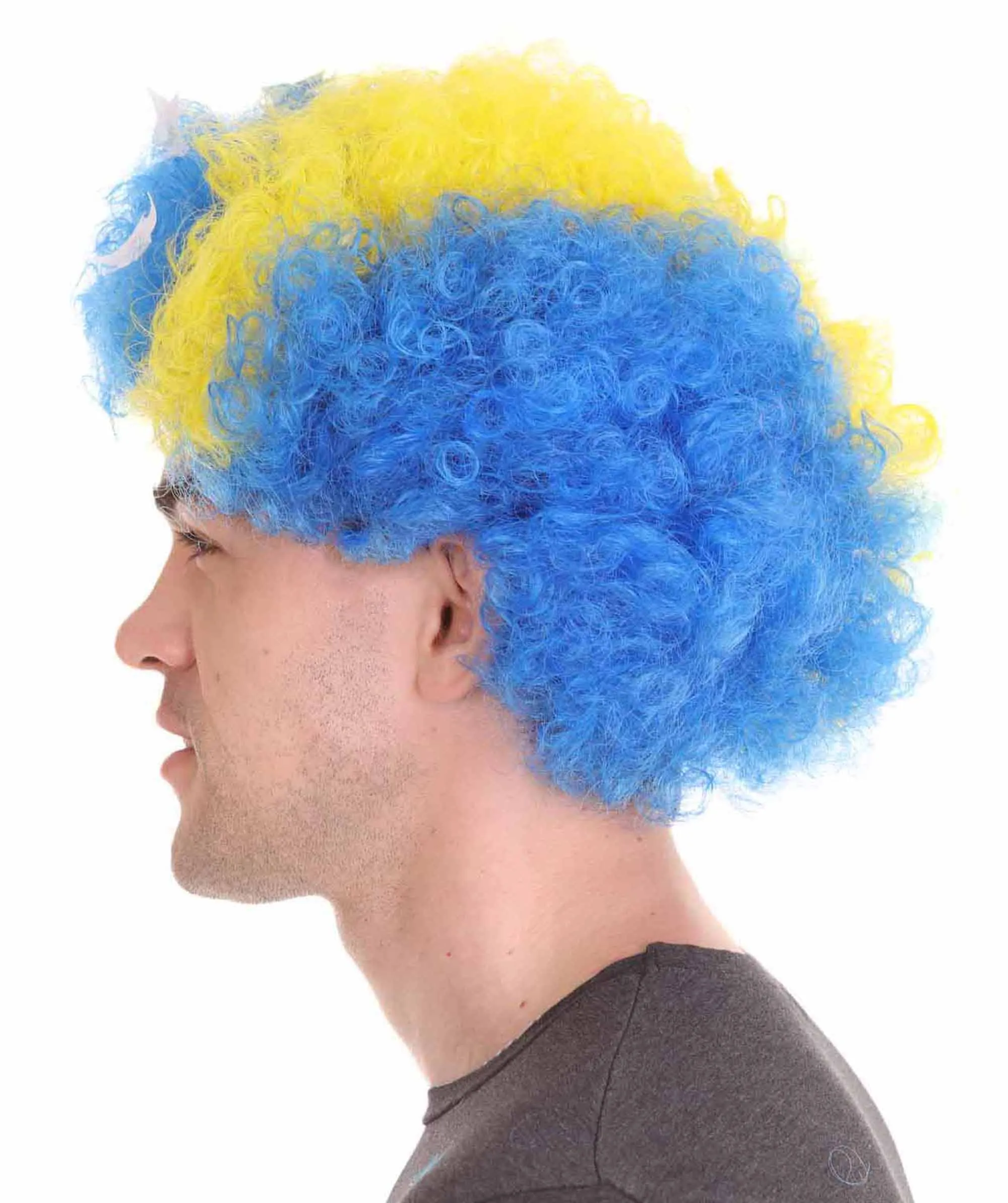 Bosnia and Herzegovina Sport Afro Fun Wig | Blue Yellow Wig