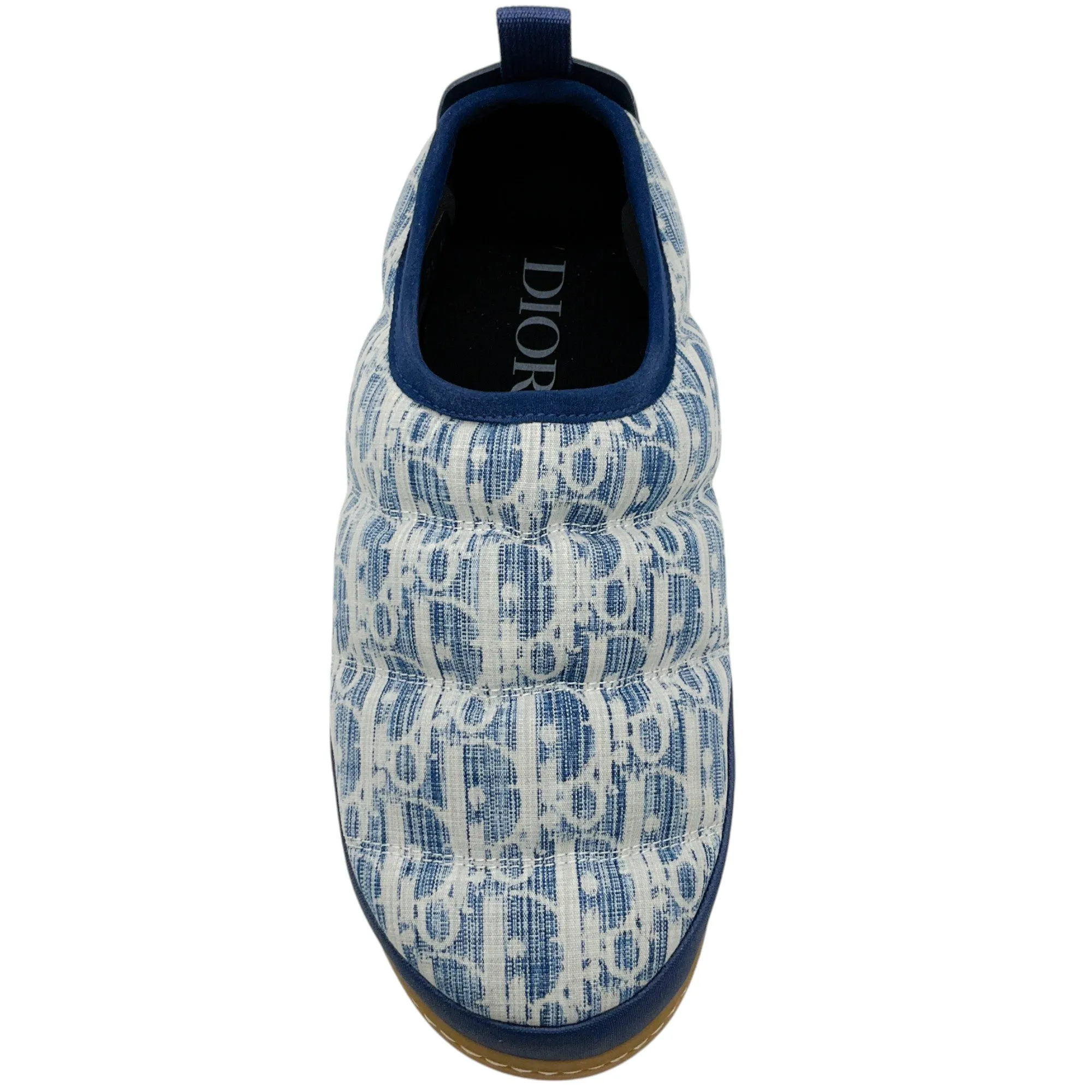 Christian Dior Blue / White Quilted Logo Slip On Clogs