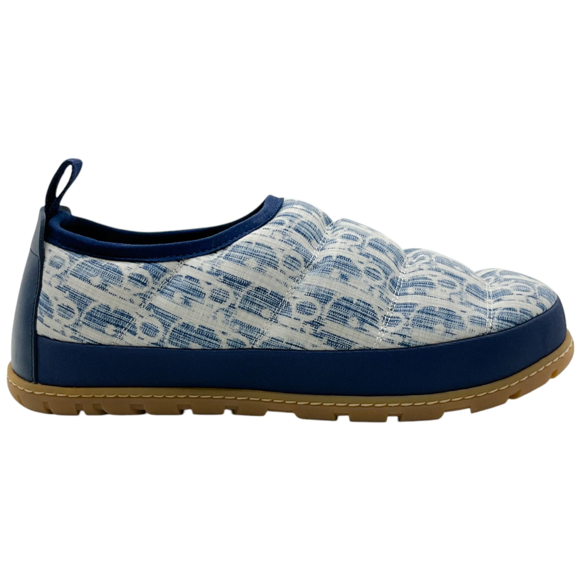 Christian Dior Blue / White Quilted Logo Slip On Clogs