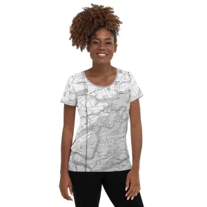 Descendants of the Island JI Map B W Women's Athletic T-shirt