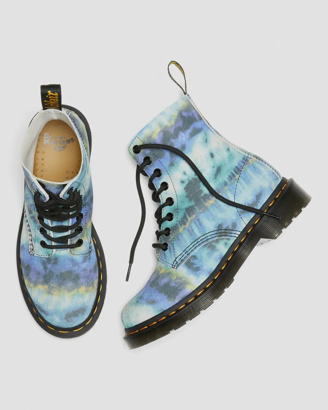 Dr Martens 1460 Pascal Tie Dye Leather Lace Up Boots - Blue