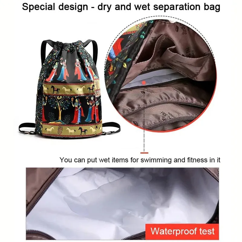 Drawstring Foldable Large Capacity Dry-wet Separation Travel Sports Backpack