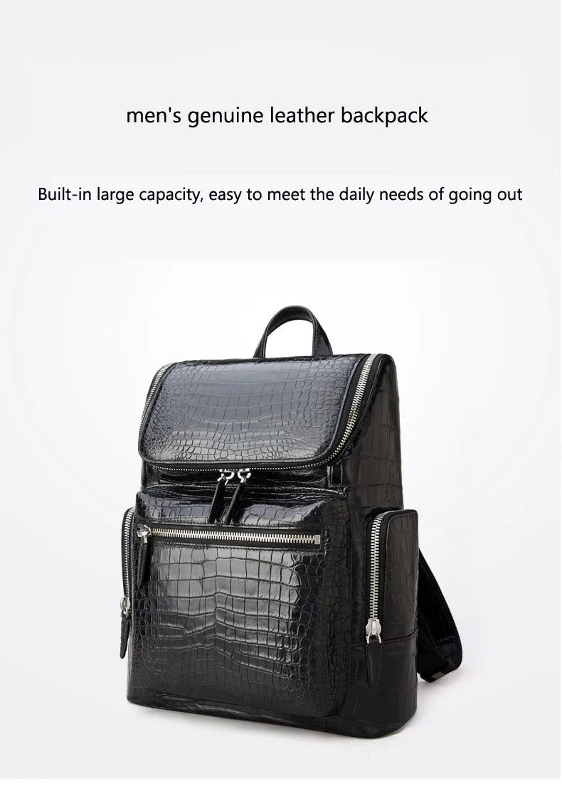 Fashion Luxury Travel Business Genuine Leather Backpack for Men Women