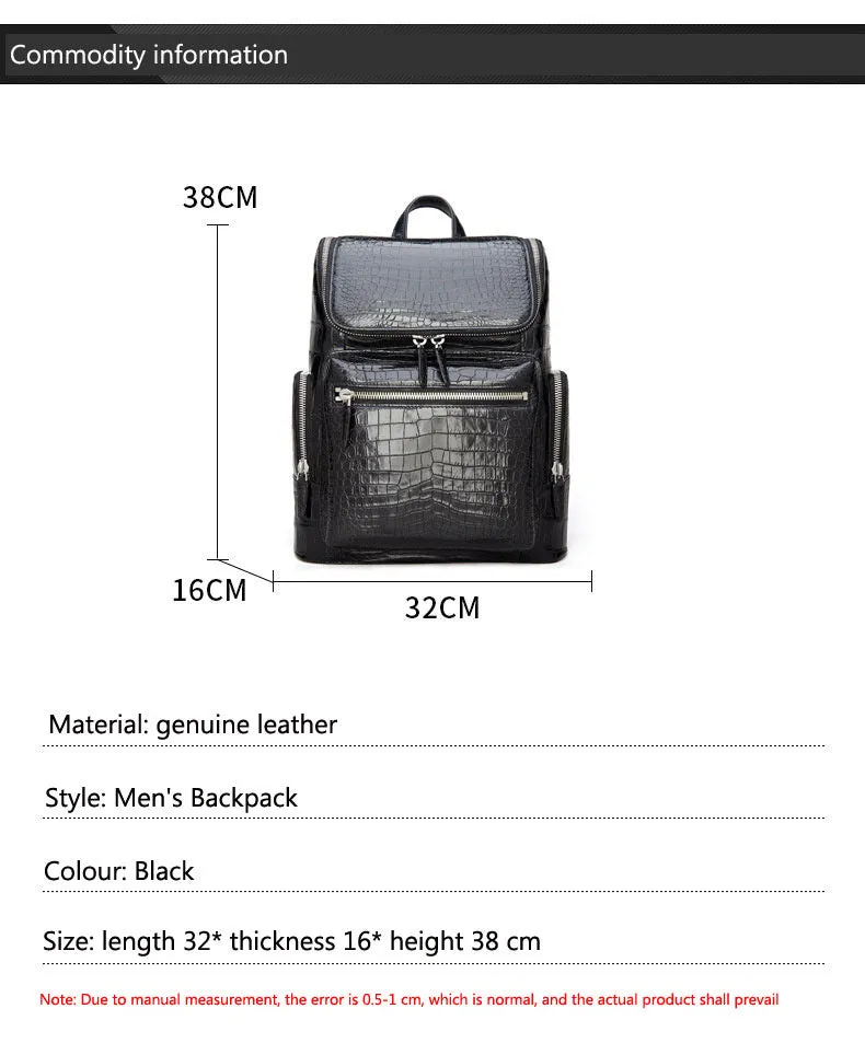 Fashion Luxury Travel Business Genuine Leather Backpack for Men Women