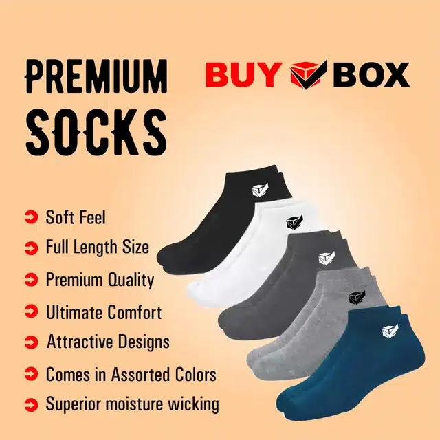 Fashionable Low Length Ankle Socks (Multicolor, Free Size - Set of 5)