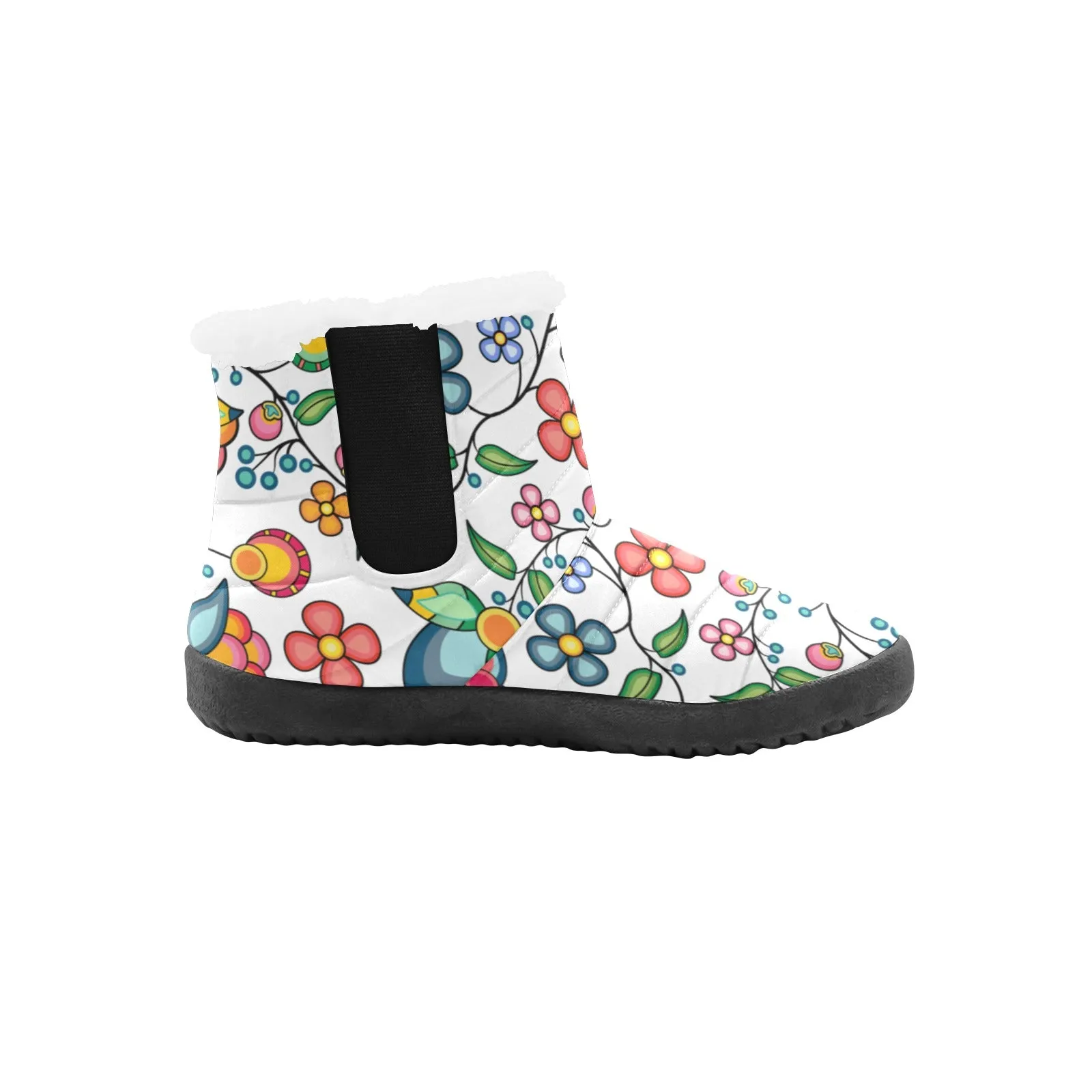 Floral Bounty White Women's Padded Winter Boot