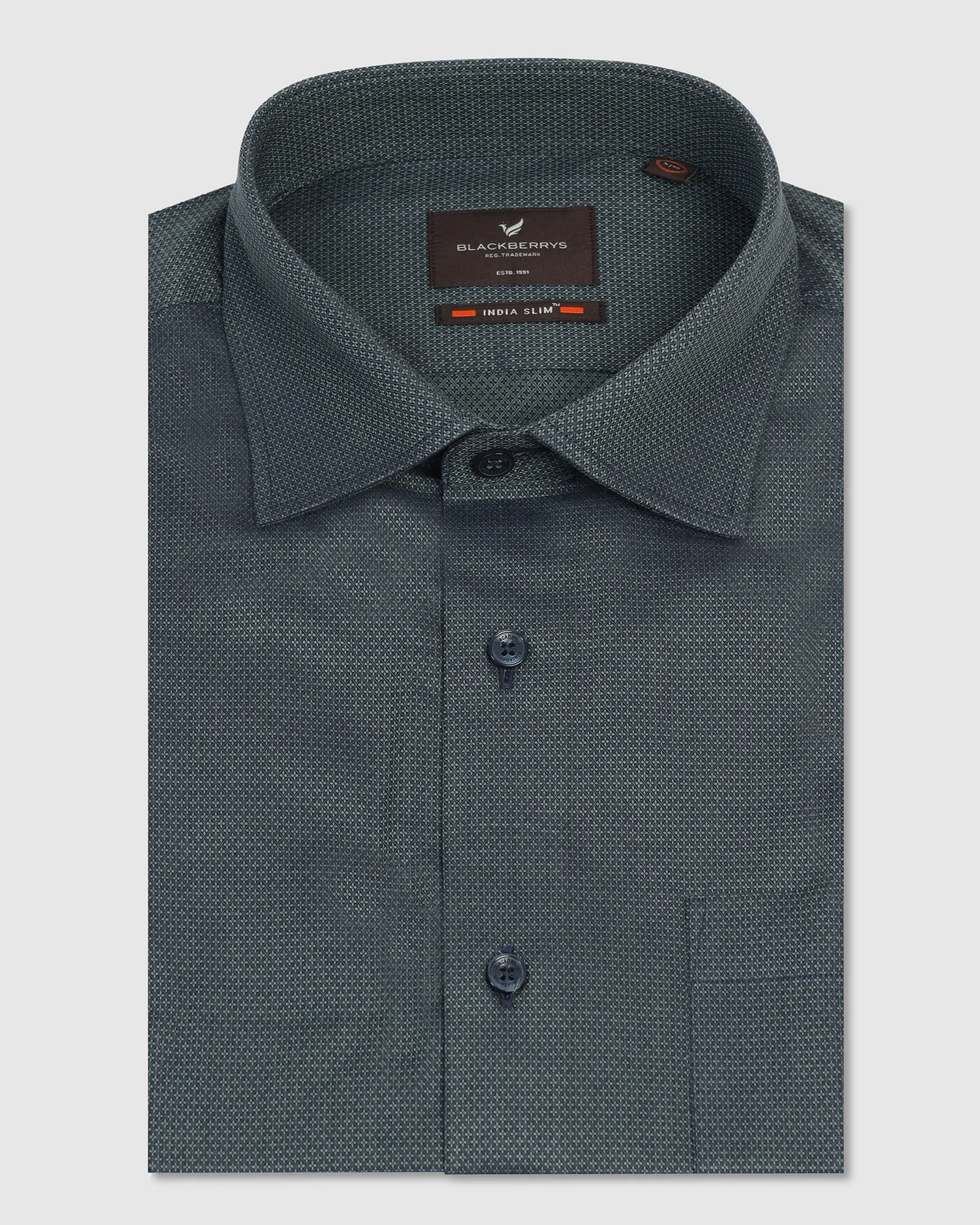 Formal Bottle Green Textured Shirt - Punch