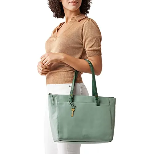 Fossil Women's Rachel Eco-Leather Tote Bag Purse Handbag, Sage (Model: ZB7507343)