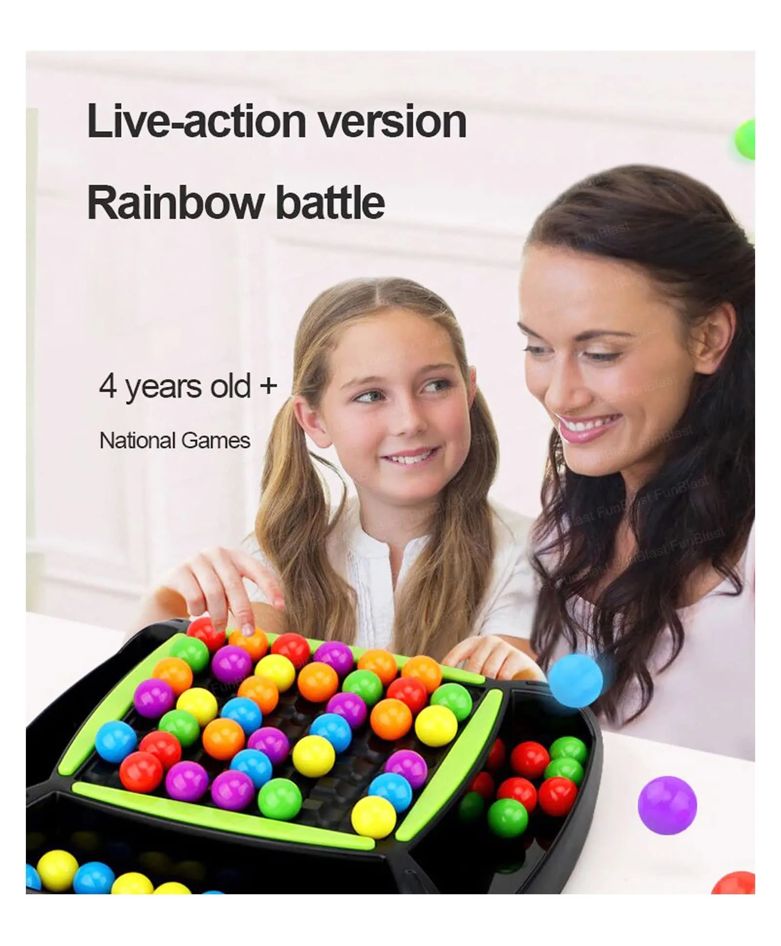 FunBlast Rainbow Ball Chess Board Game for 2-4 Players, Game for Kids Puzzle Magic Rainbow Ball Matching Game – 48 Pcs Ball (Multicolor)