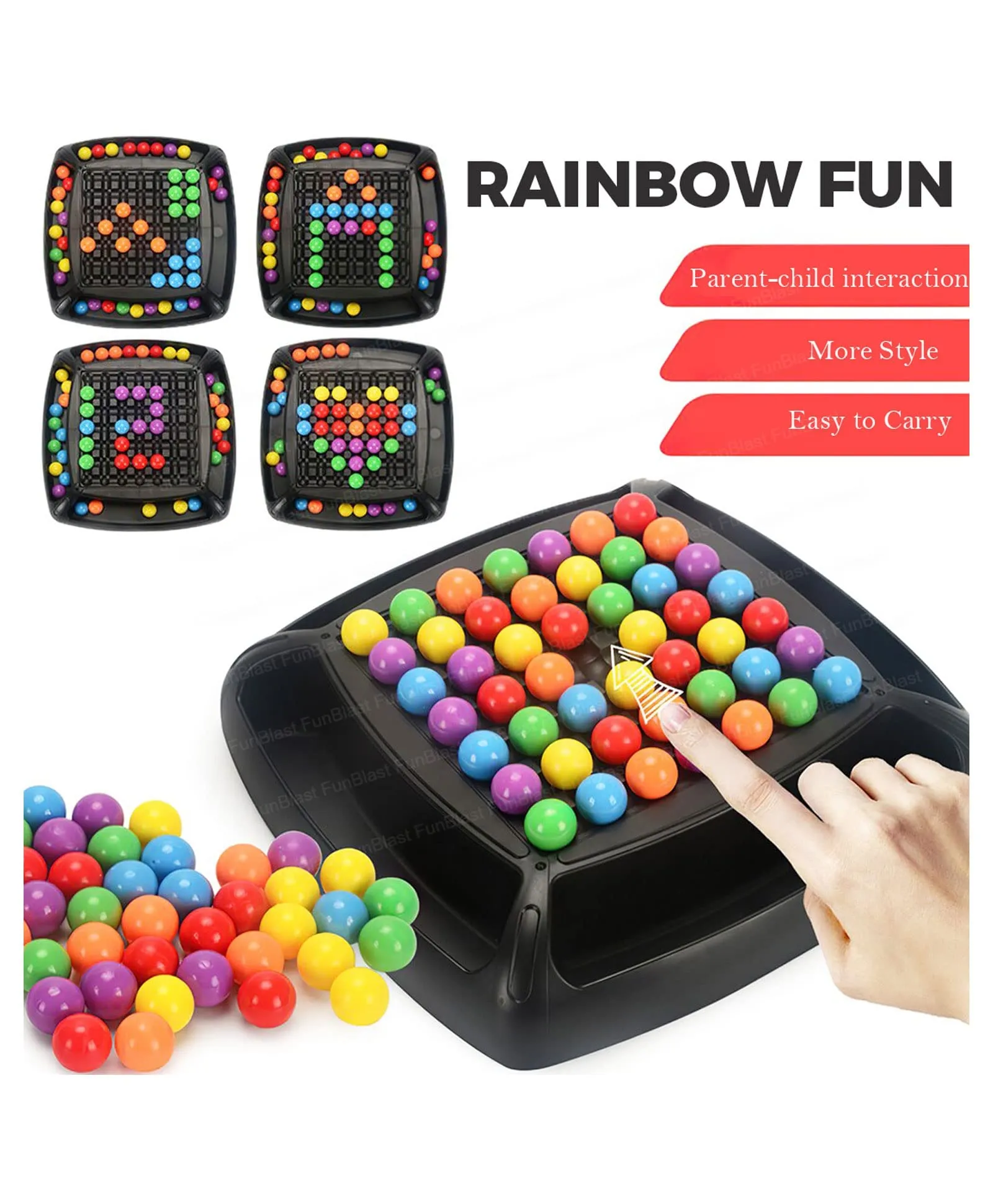 FunBlast Rainbow Ball Chess Board Game for 2-4 Players, Game for Kids Puzzle Magic Rainbow Ball Matching Game – 48 Pcs Ball (Multicolor)