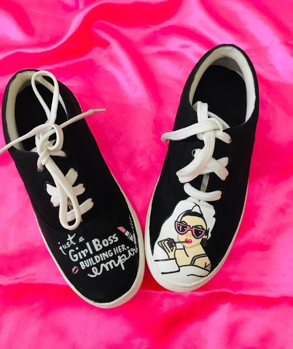 Funky N Trendy hand painted water resistant boss lady theme casual shoes