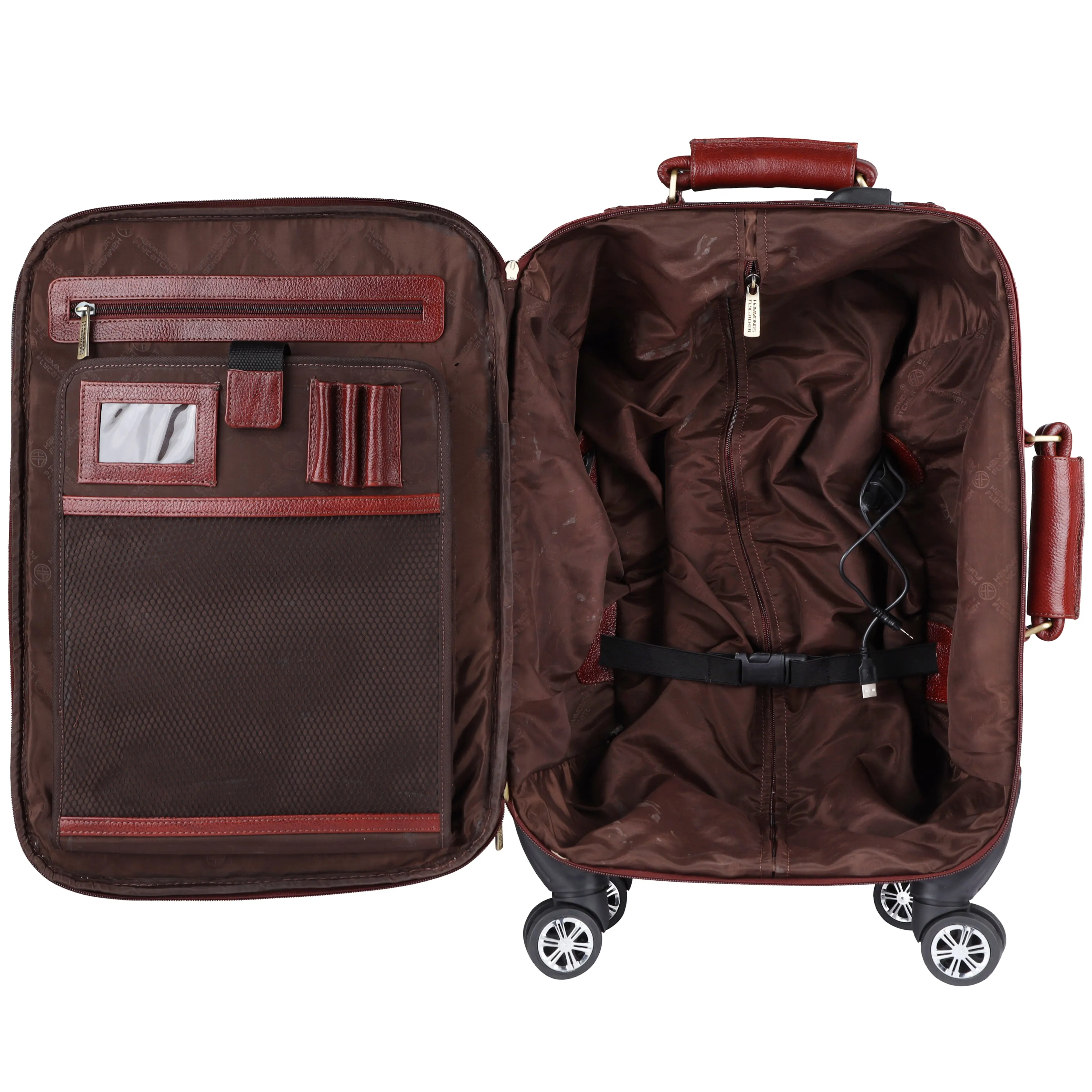 Genuine Leather Premium Travel Trolley Bag