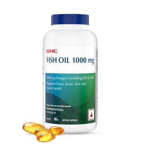 GNC 1000 Mg Omega 3 Fish Oil for Men & Women | 60 Softgels | Omega 3 with 180 mg EPA & 120 mg DHA | Promotes Joint Health | Improves Focus & Memory | Protects Vision | Supports Healthy Cholesterol