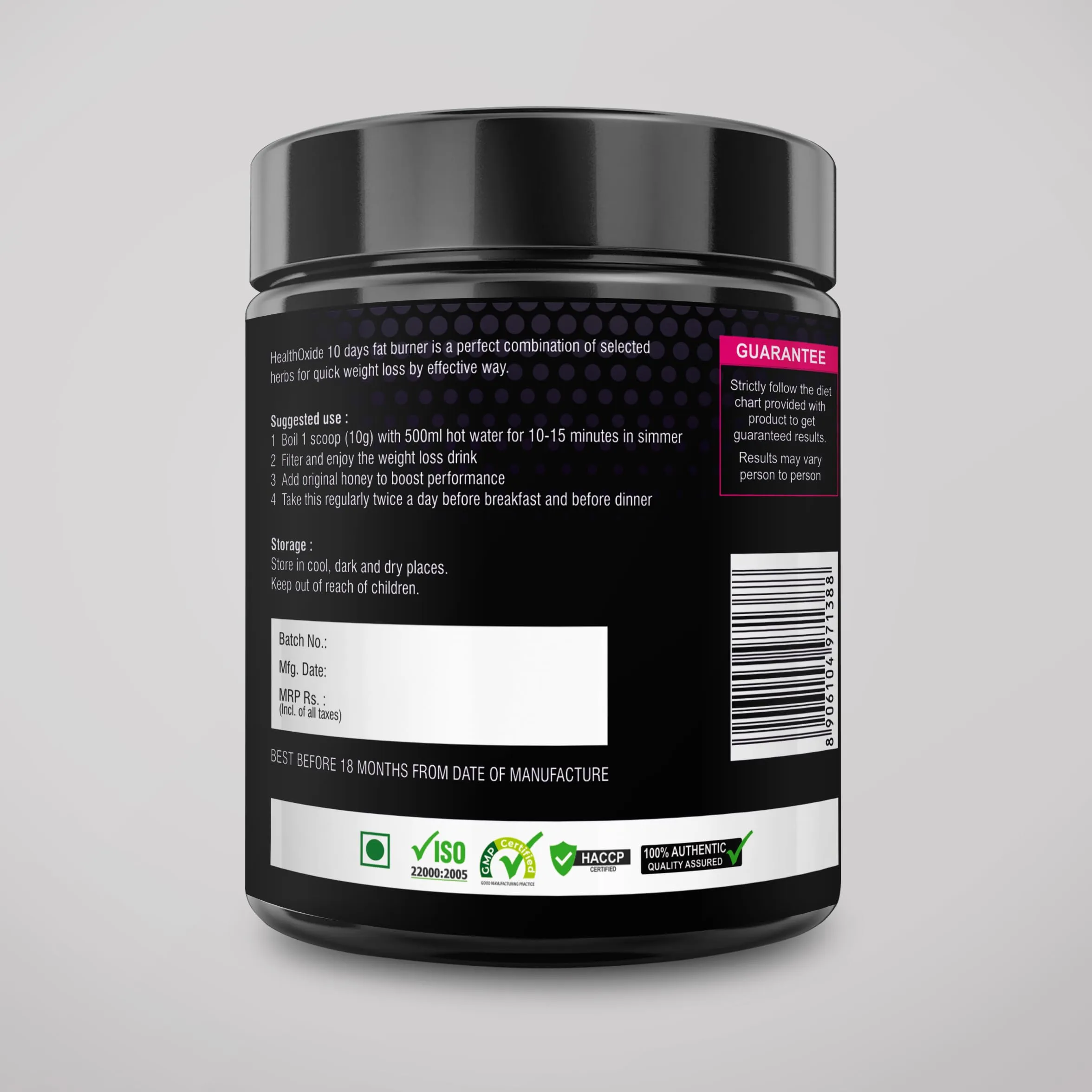 HEALTHOXIDE 10 Days Fat Burner- Weight loss powder (200 Gram)