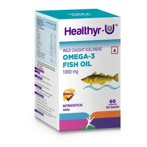 Healthyr-U Icelandic Omega-3 Fish Oil | 1000 mg Omega 3 Fish Oil for Men & Women with EPA & DHA | Supports Heart, Brain, Eye & Joint Health |(60 Capsules)