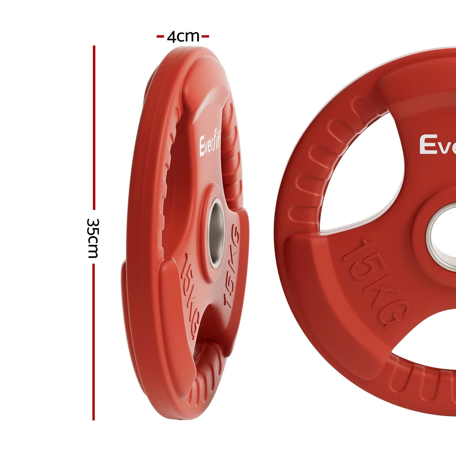 Heavy-Duty Rubber 15kg Cast Iron Weight Plate 3-Grip Everfit