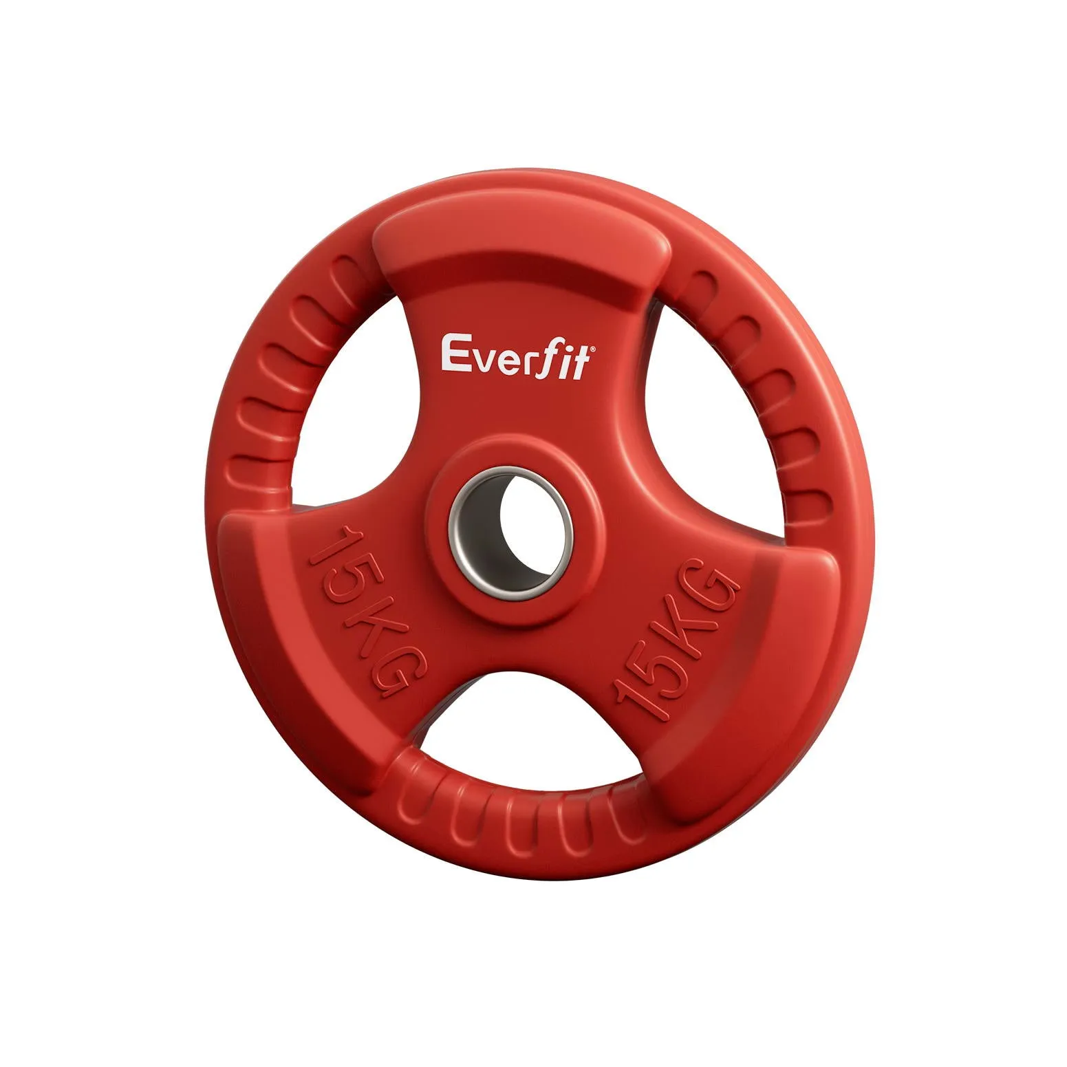 Heavy-Duty Rubber 15kg Cast Iron Weight Plate 3-Grip Everfit