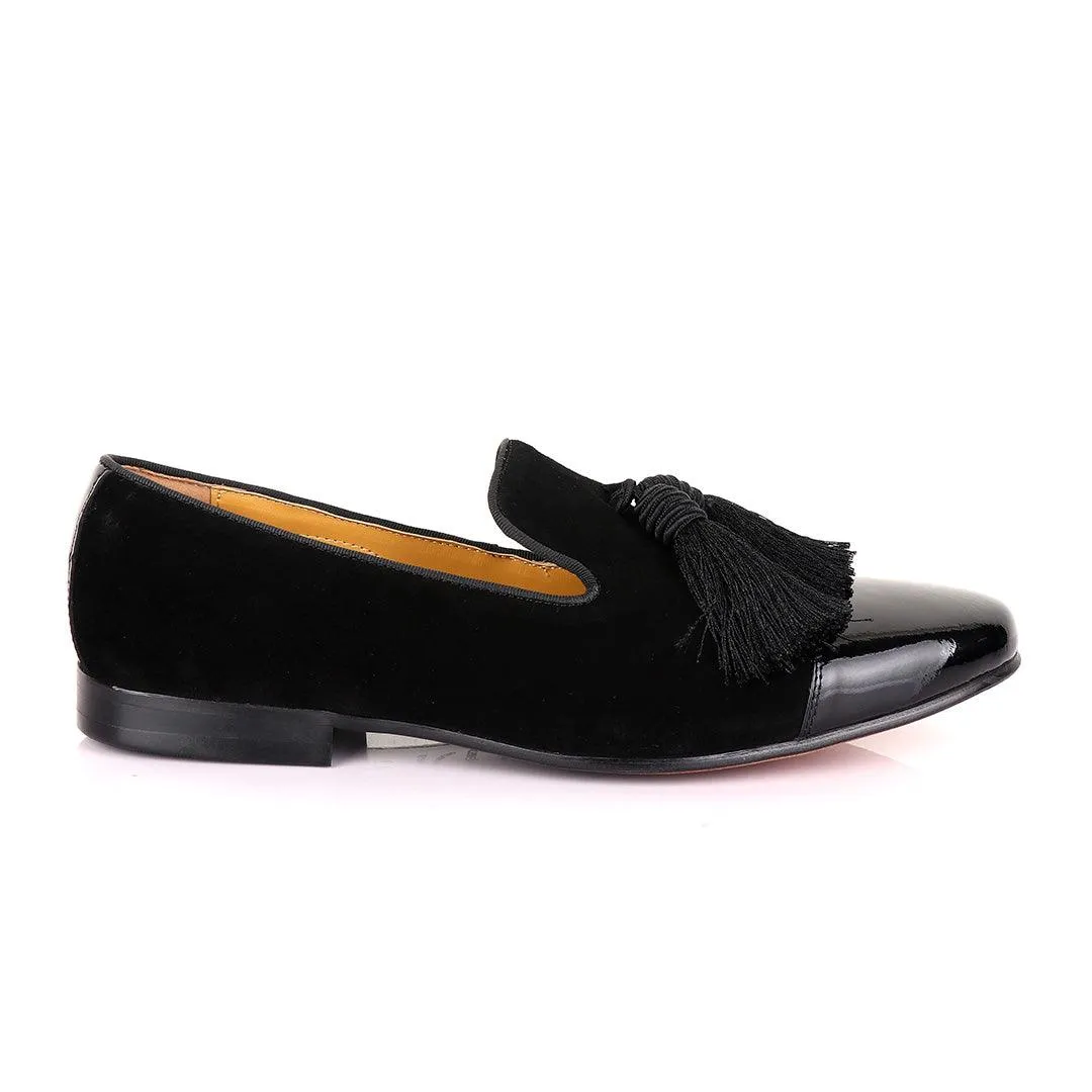 John Mendson Half Wetlips And Suede Black Tassel Loafer