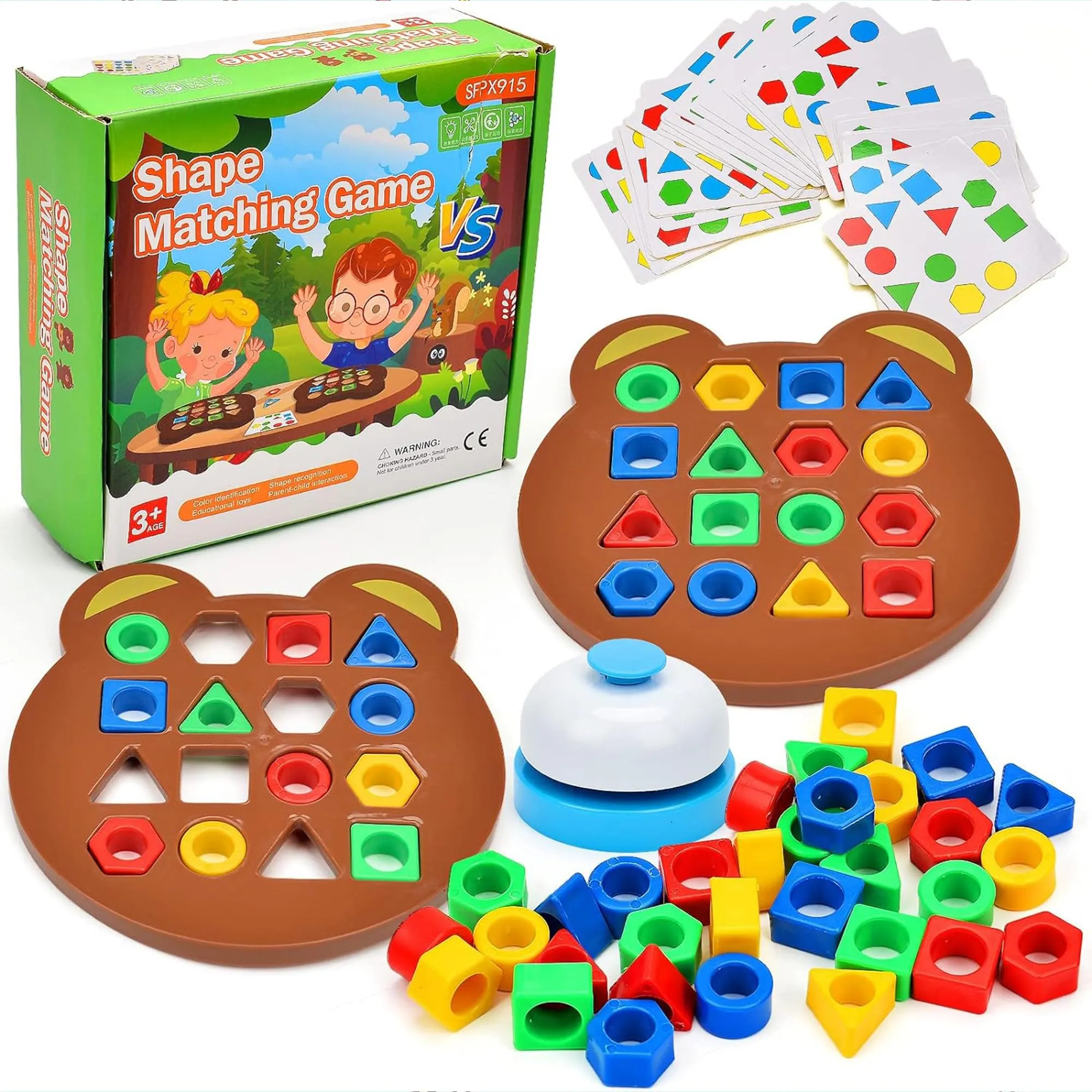 Kidology Children Learning and Educational Geometric Shape Puzzle Quick Matching Board Game, Color Shape Matching Board Game Sensory Educational Learning Toy for Kids (Shape Matching Game)