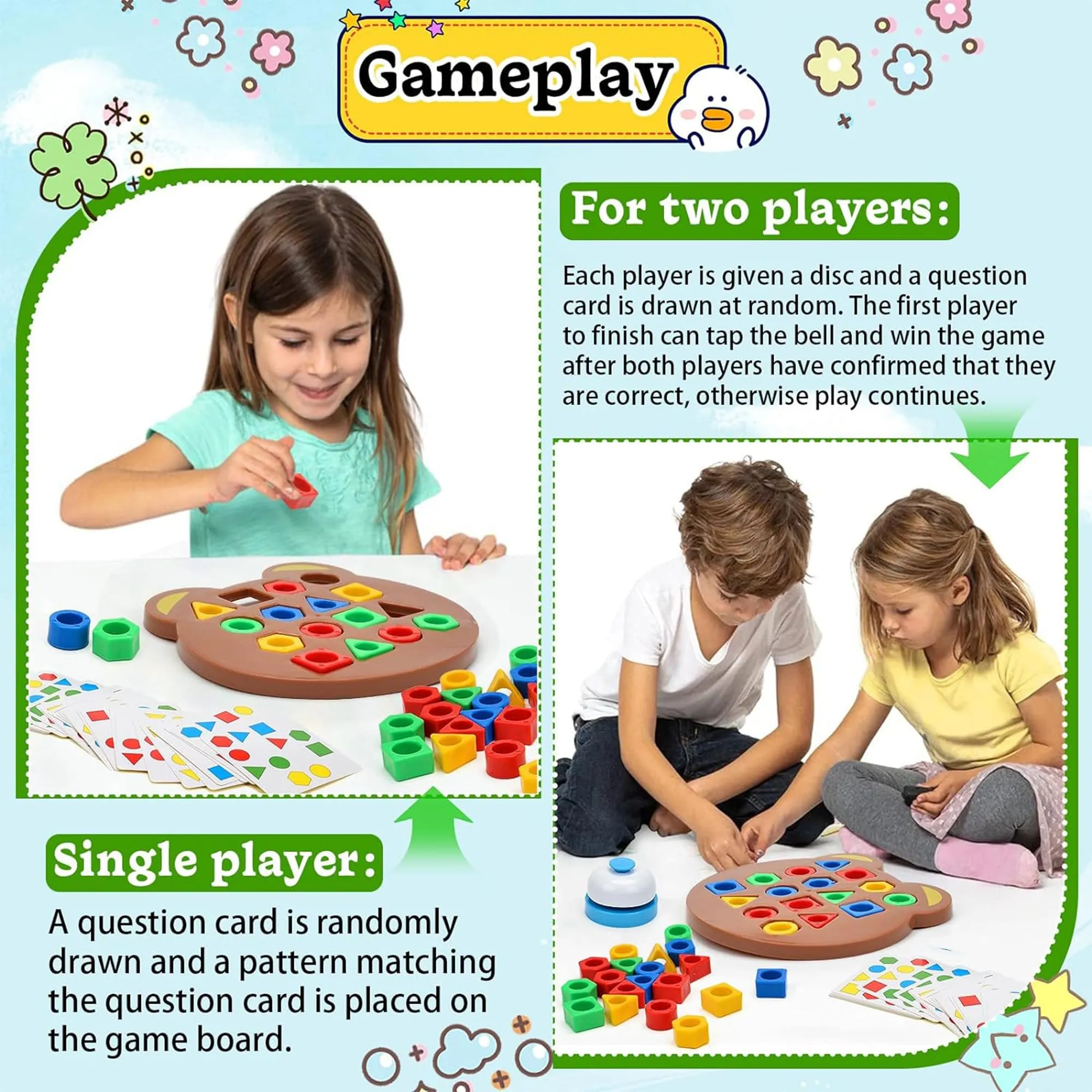 Kidology Children Learning and Educational Geometric Shape Puzzle Quick Matching Board Game, Color Shape Matching Board Game Sensory Educational Learning Toy for Kids (Shape Matching Game)