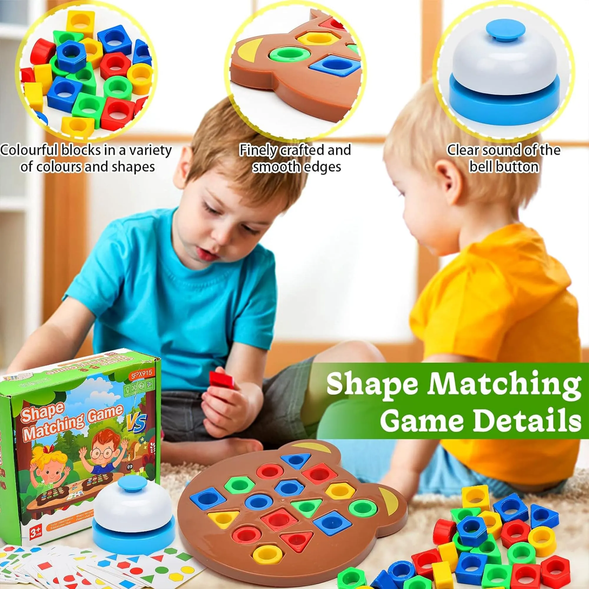 Kidology Children Learning and Educational Geometric Shape Puzzle Quick Matching Board Game, Color Shape Matching Board Game Sensory Educational Learning Toy for Kids (Shape Matching Game)