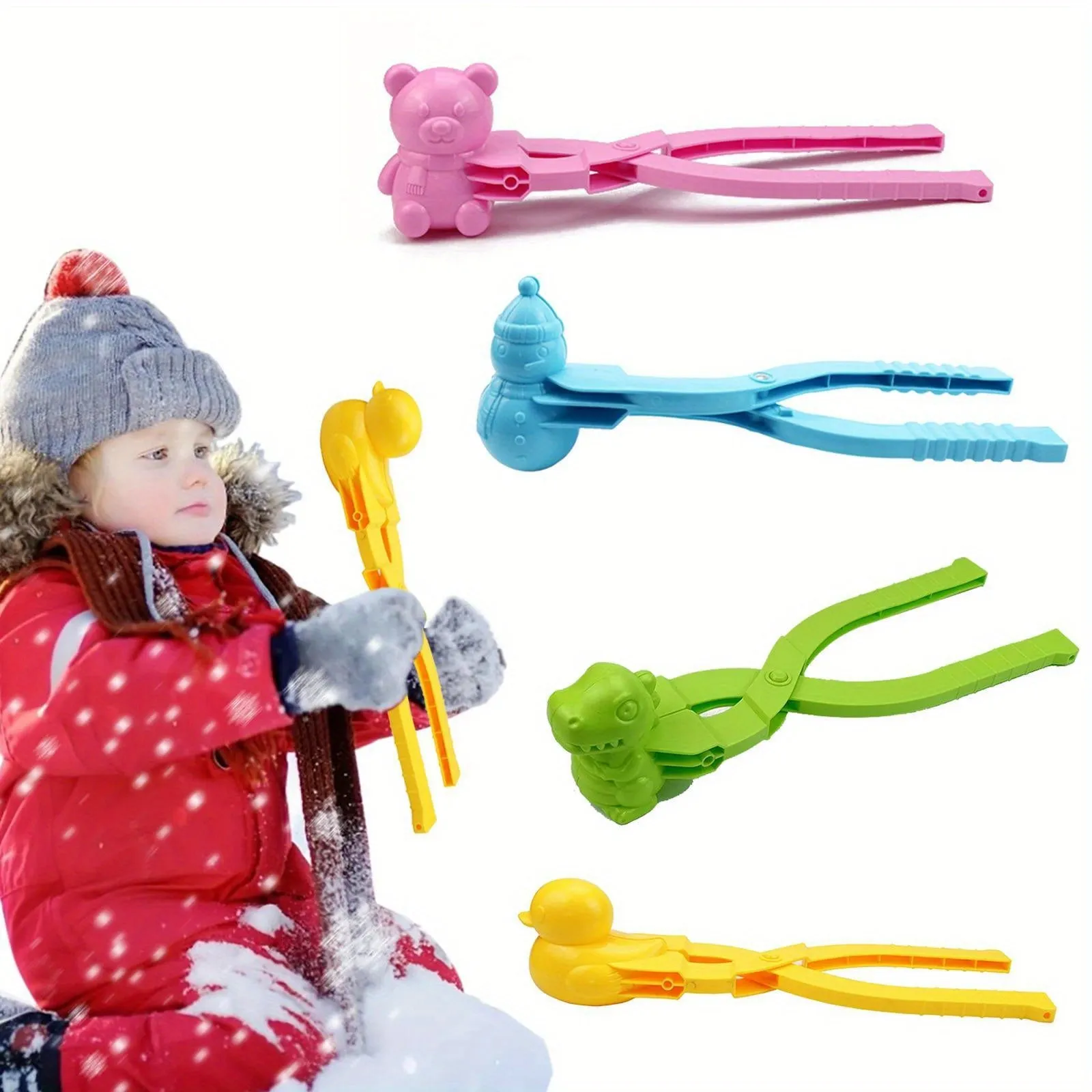 Kids Outdoor Snowball Clip and Shovel Set with Cute Bear Duck Mold