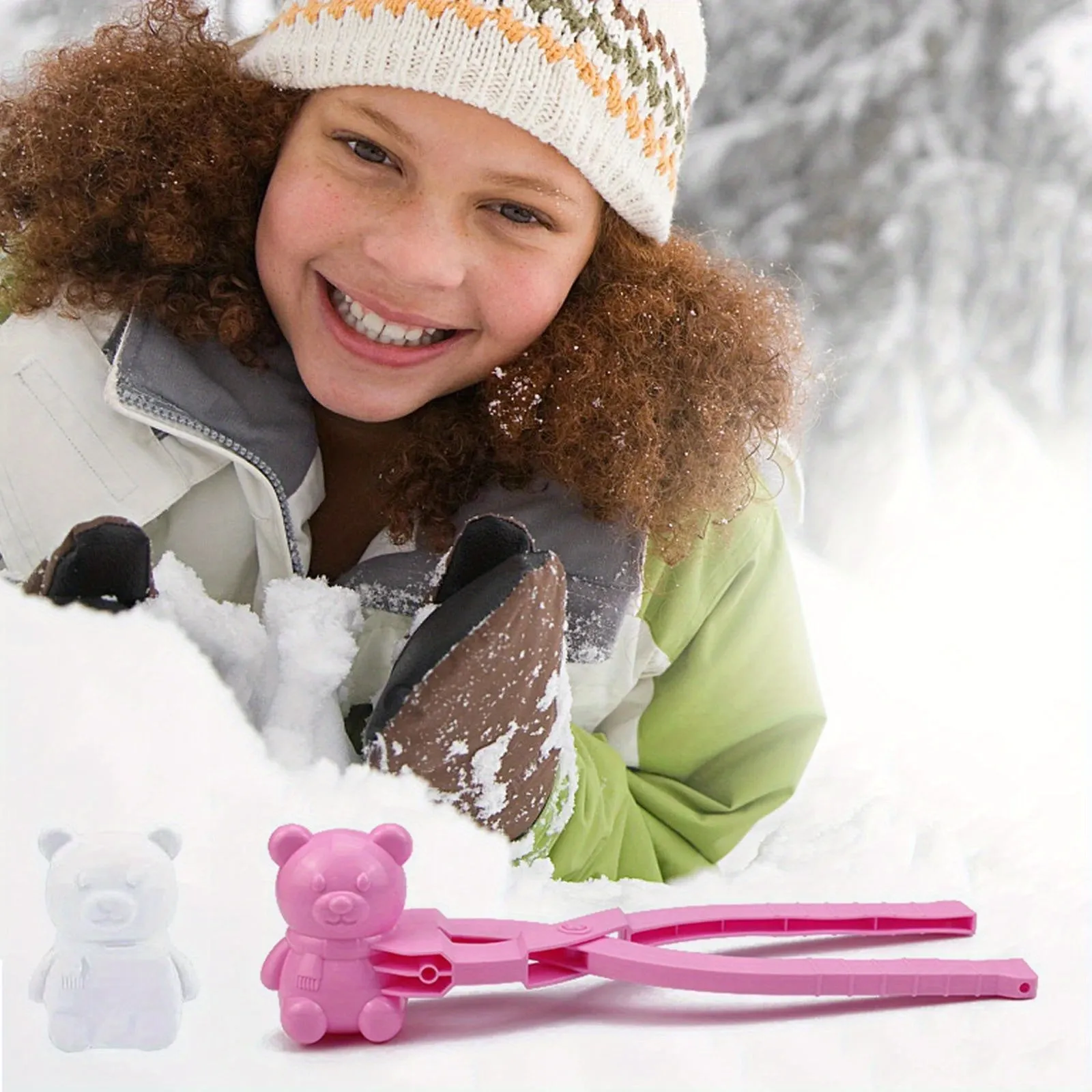 Kids Outdoor Snowball Clip and Shovel Set with Cute Bear Duck Mold