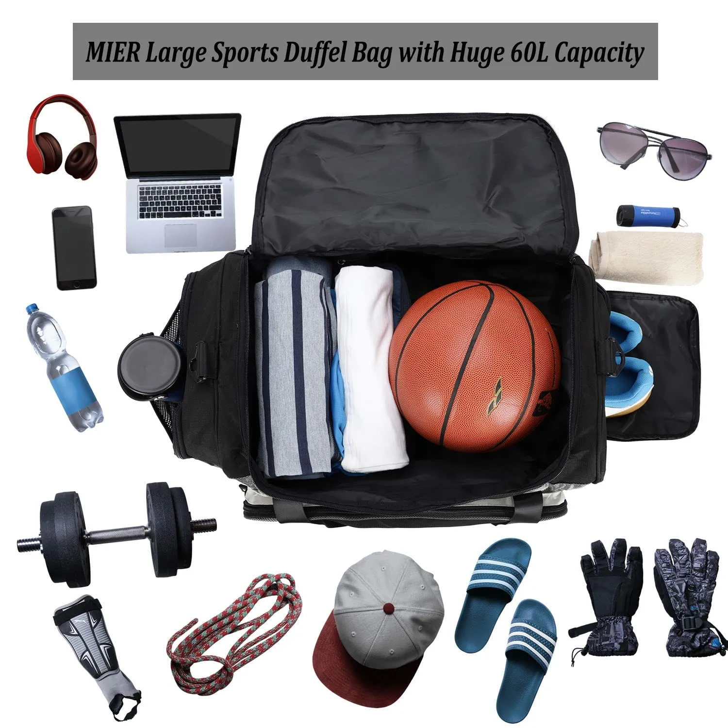 Large Sports Gym Bag Duffel Bag with Shoe Compartment