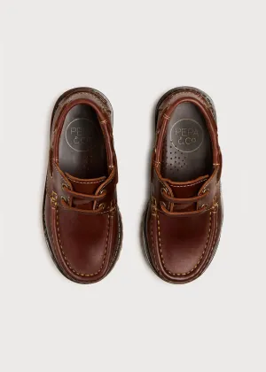 Leather Boat Shoes in Tan (26-34EU)