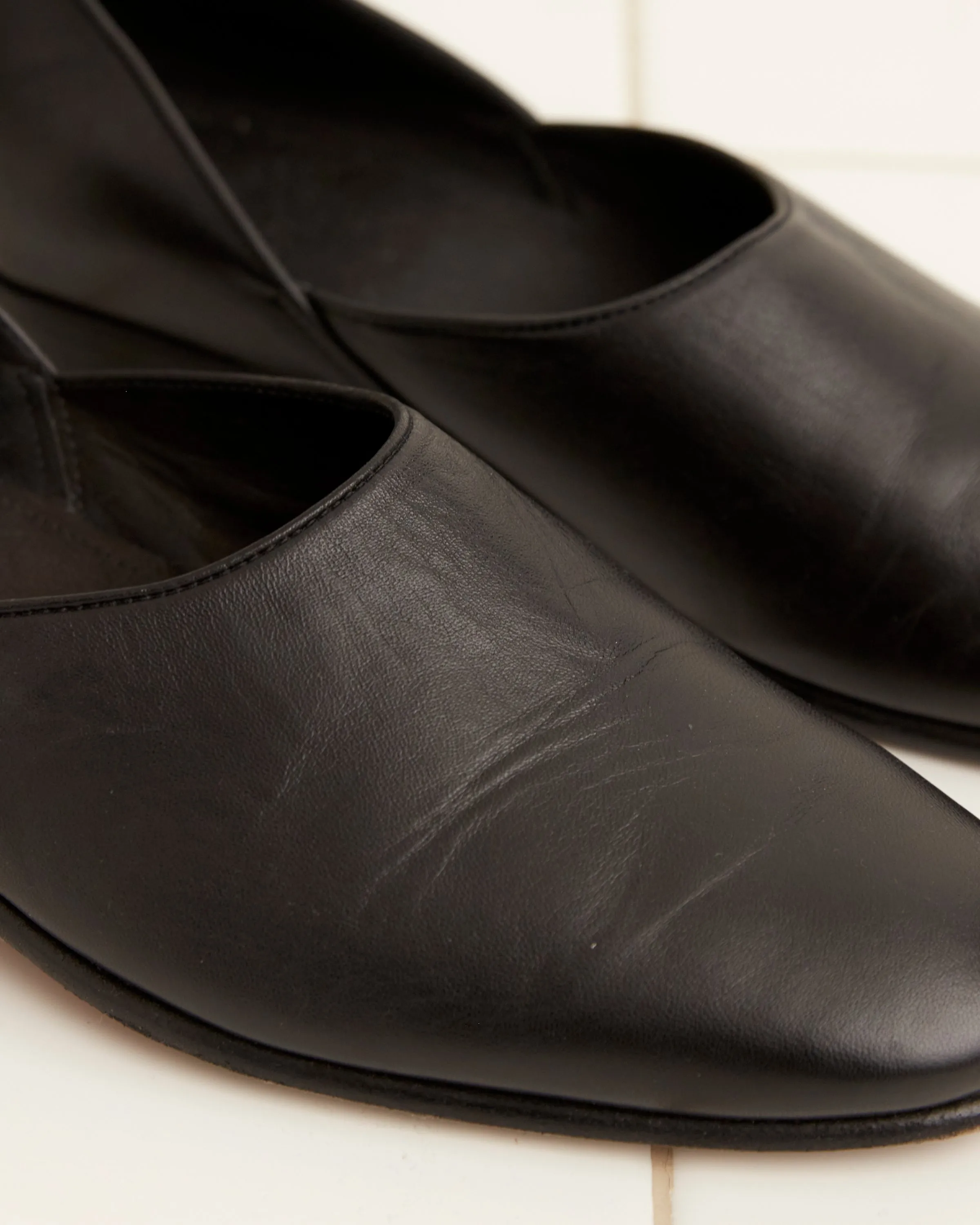 Leather House Shoes - Black