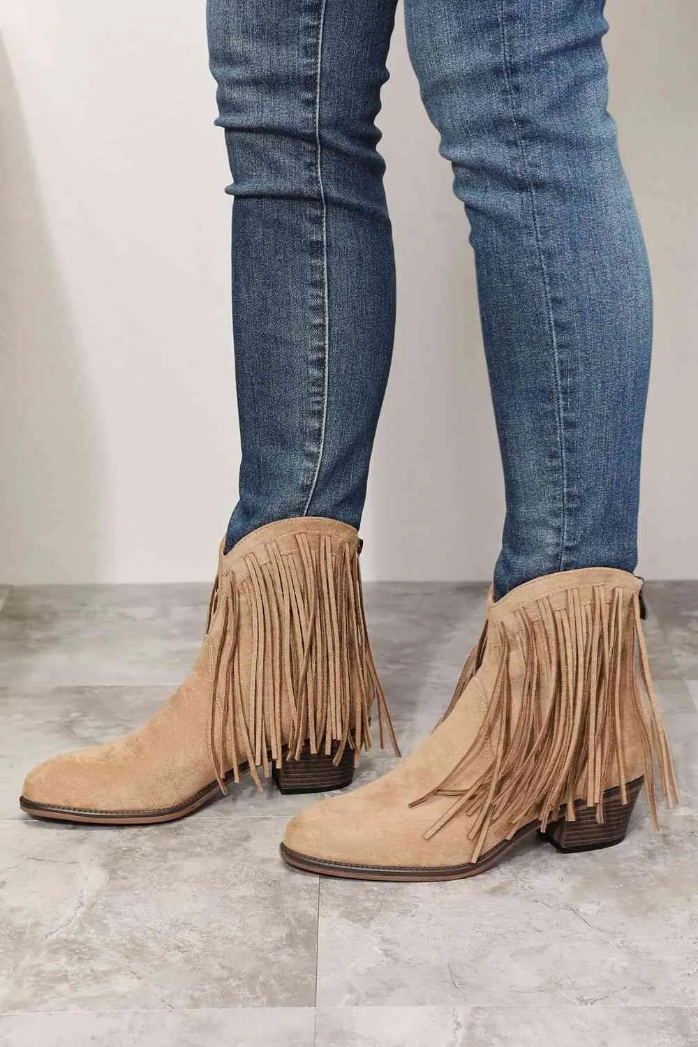 Legend Fringe Western Chelsea Boots (Tan Color)