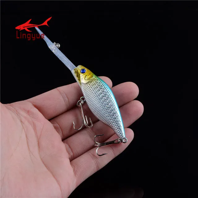 LINGYUE Minnow Crankbait Sinking Medium Diver Hard Fishing Bait Long Mouth 3D Eyes Tight Wobble Tackle Treble Hooks