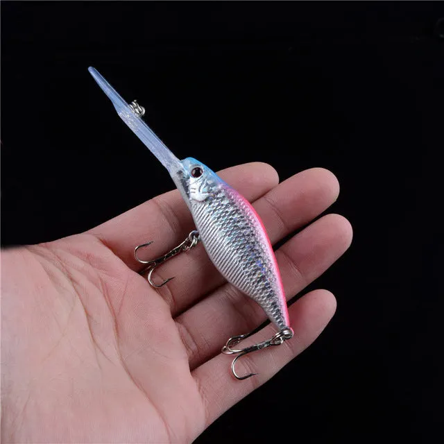 LINGYUE Minnow Crankbait Sinking Medium Diver Hard Fishing Bait Long Mouth 3D Eyes Tight Wobble Tackle Treble Hooks