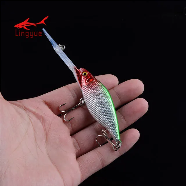 LINGYUE Minnow Crankbait Sinking Medium Diver Hard Fishing Bait Long Mouth 3D Eyes Tight Wobble Tackle Treble Hooks